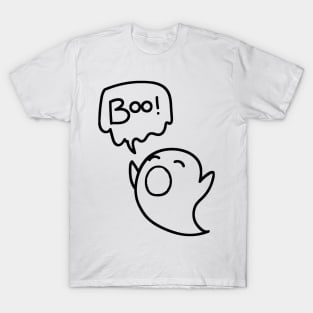 Cute Ghost Minimalist Aesthetic Halloween Design T-Shirt